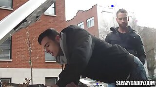 Angry stepdad makes son drag inflate & fuck his cock